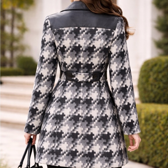 Via Spiga Black and Gray Patterned Pea Coat - Picture 3 of 3